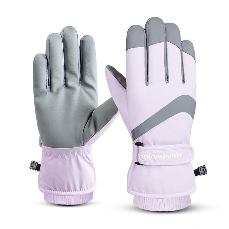 

Лыжные перчатки с сенсорным экраном, перчатки для гонок на мотоциклах, зимние термофлисовые водонепроницаемые перчатки, противоскользящие перчатки для езды на велосипеде на открытом воздухе Women-Purple
