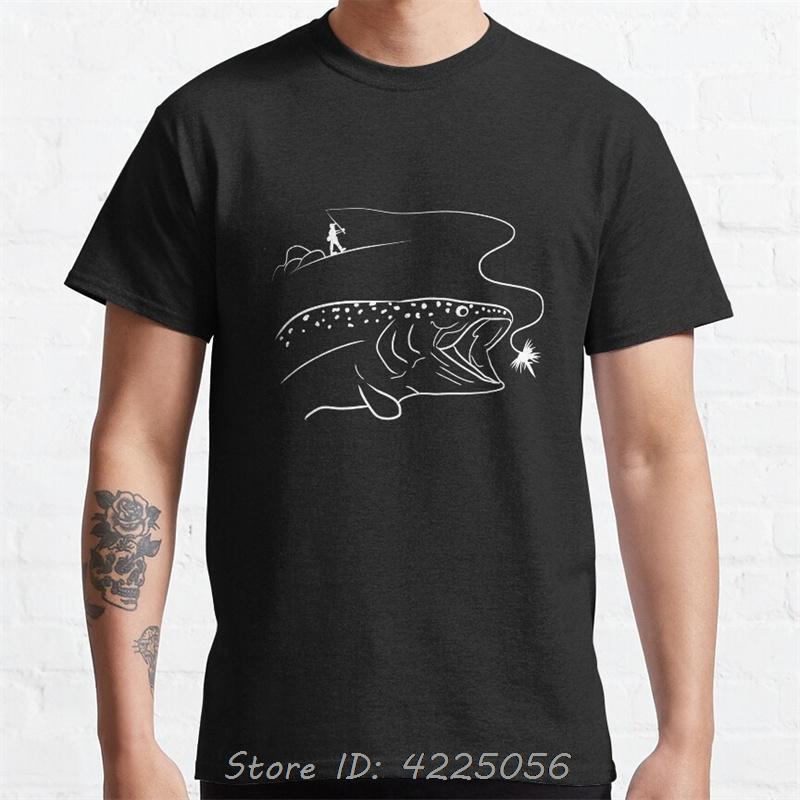 Unisex Fisherunisex Fly Fishing Trout And Mountain Lover T Shirt Flies Rod Trout Fly Fisher And Angler Tshirt Cotton Tops