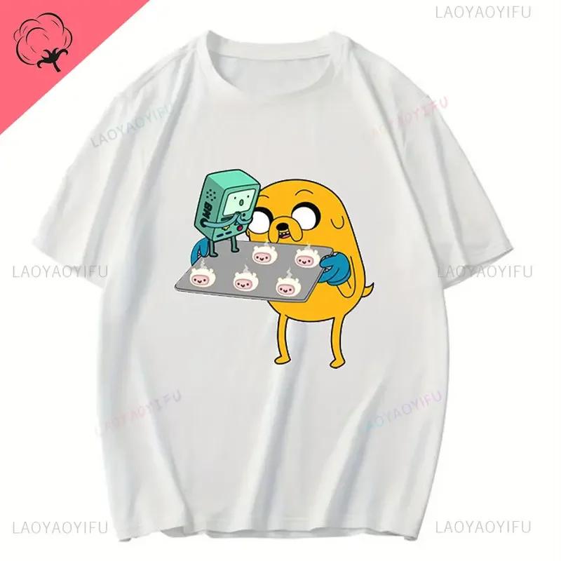 Fashionable Cotton T Shirt Adventure Time Cartoon Printing Shirt for Men Summer Street Wear New Trend Casual Unisex Clothes Tops