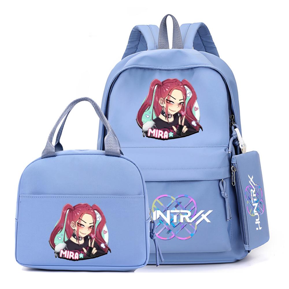 4Pcs/set Cartoon K-Pop Printed Backpack with Handbag Pencil Case for Teenager Student Boy Girl Schoolbag Bookbag Large Capacity Travel Bag Kid Gift