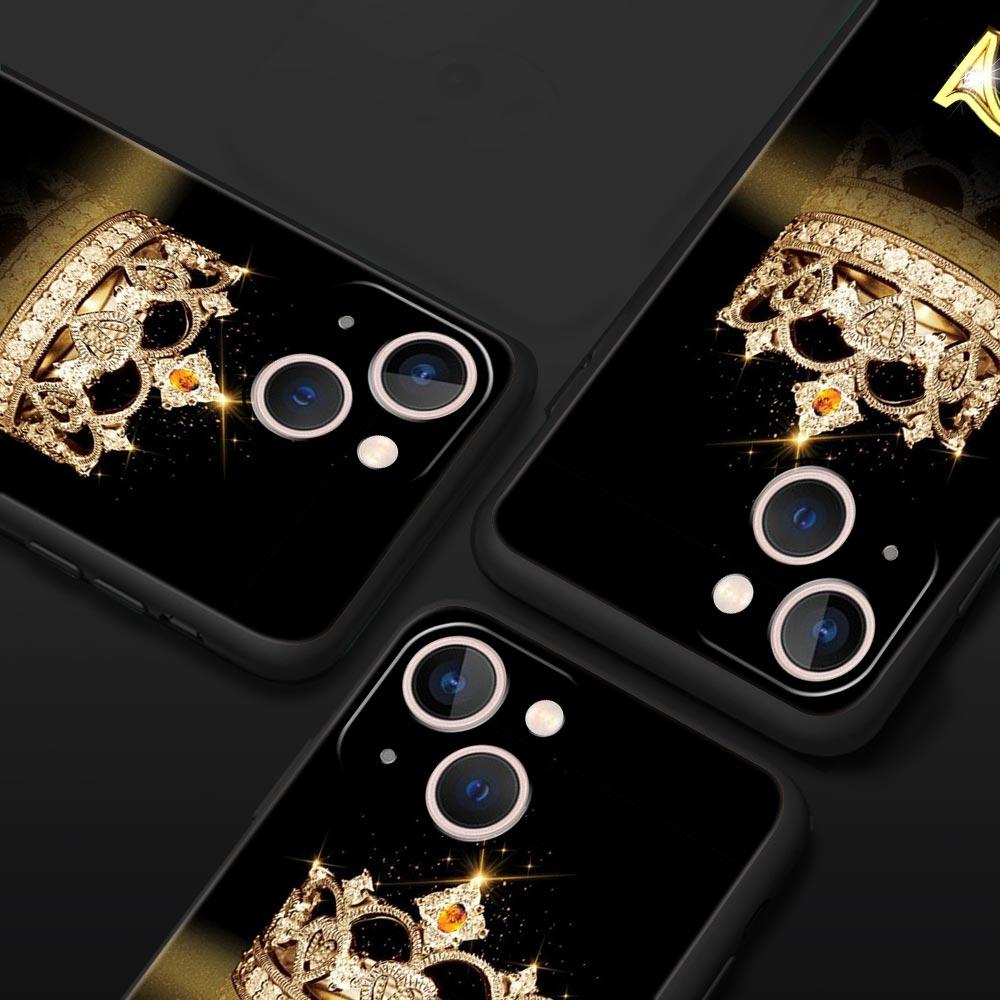 Luxury Phone Case For iPhone 11 12 13 15 16 14 Pro Max X XR XS 7 8 Plus 2020 Soft Cover Funda Fashion Diamond Crown Letter A