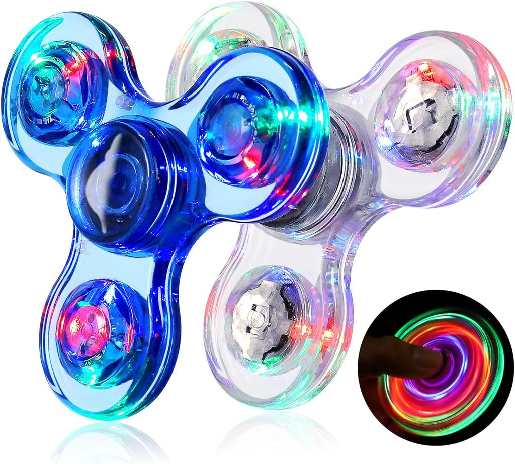 LED Light Fidget Spinner Finger Toy Hand Spinner Glow in Dark Stress Reduction plus Anxiety Relief designed for Children