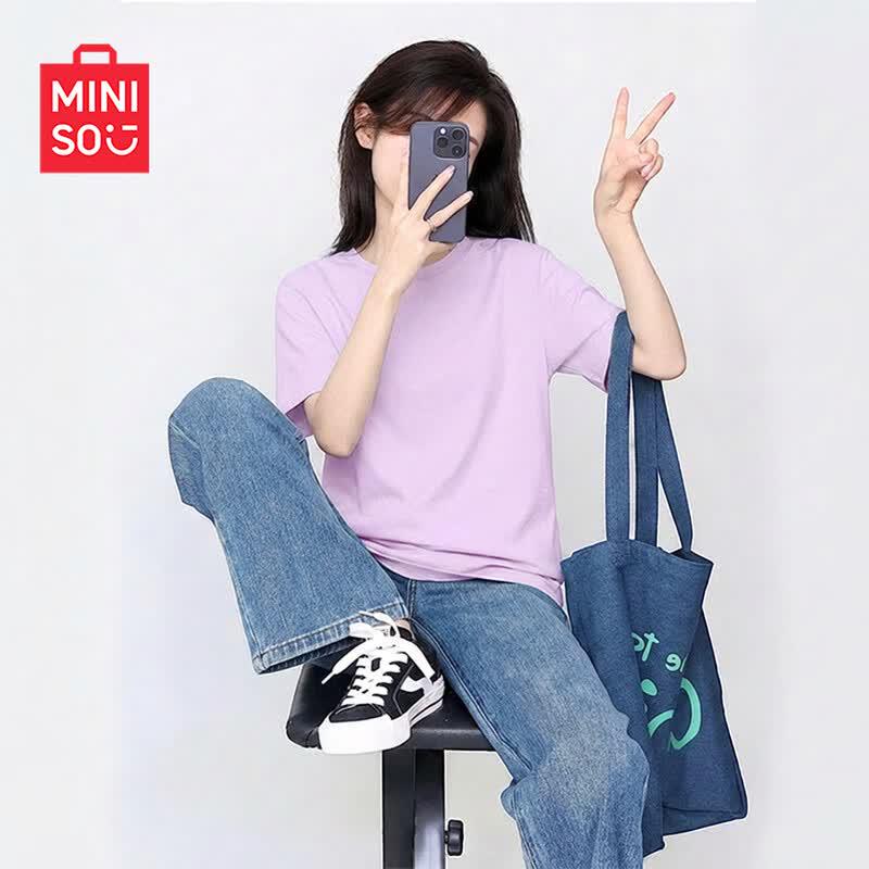 MINISO Women's Pure Cotton Short Sleeve T-shirt