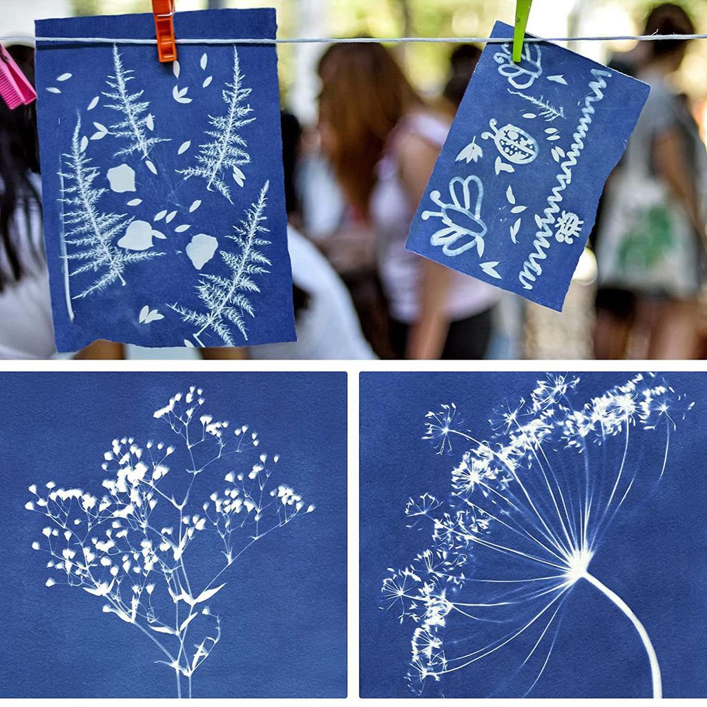 Blue A5 Sun Art Paper Kit Sunprint Kit Cyanotype Paper With Acrylic Panel Solar Drawing Paper Sensitivity Nature Printing Paper