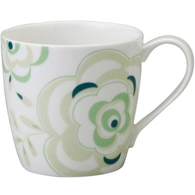 NARUMI Day+ Mug, 340cc, Green and White, Floral Print, Cute, Large, Microwave, Oven, and Dishwasher Safe, Gift Boxed, 41533-2889