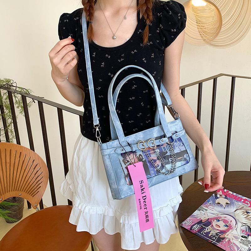 Transparent bar bag, small food, pu shoulder underarm bag, two-dimensional peripheral portable messenger bag.