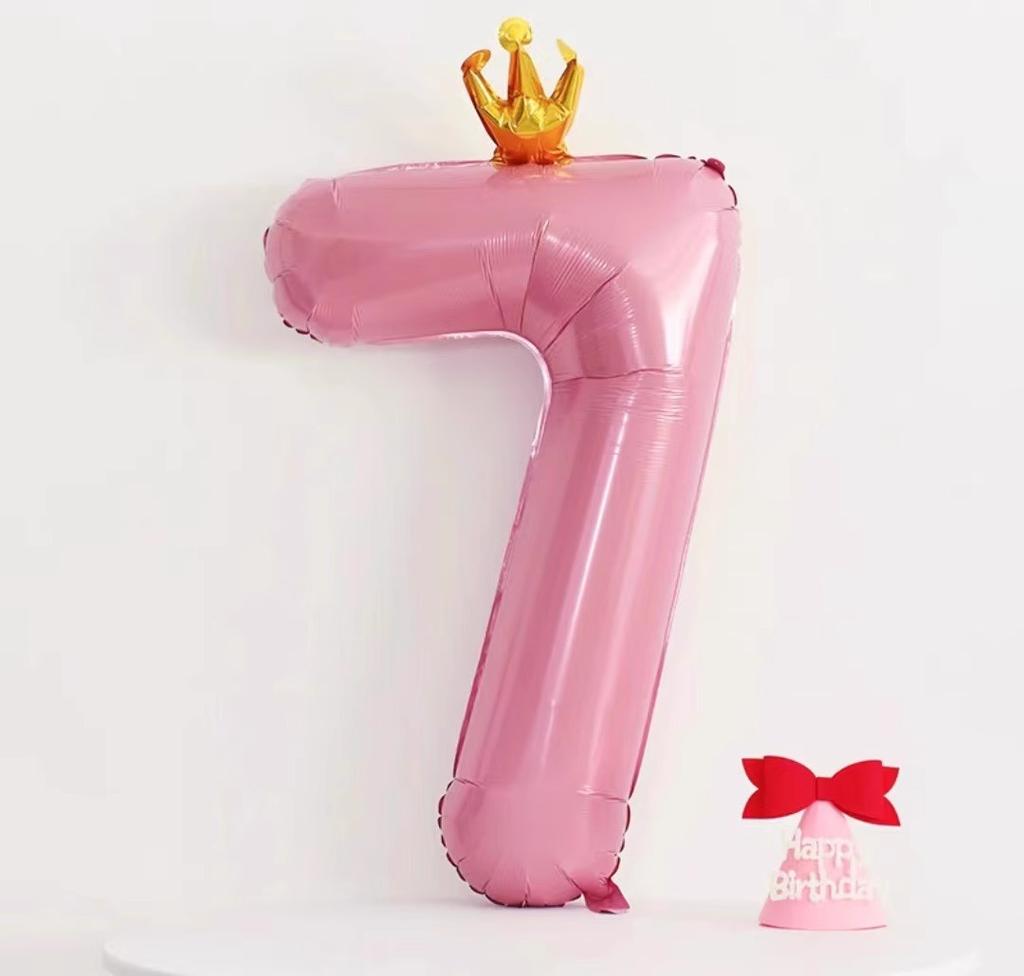 42 Inch Baby Pink And Blue Crown Digital Balloon Children'S Treasure First Birthday Party Scene Decoration Indoor And Outdoor Decoration
