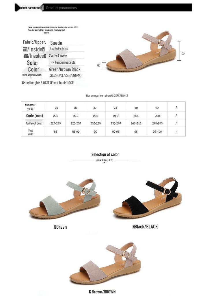 Women's Korean Style Wedge Sandals - Genuine Leather, Non-slip, Suede High Heel Platform, Fashionable Summer Footwear