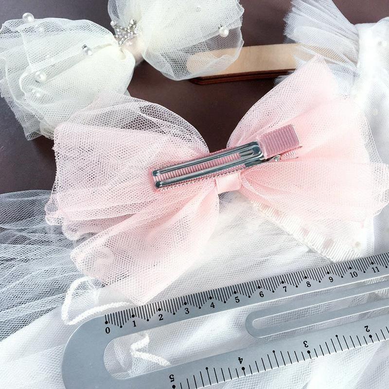 Children's Hairpin Lace Bowknot Kids Hairpins Hair Clip Beads Crown Decoration Sweet Kids Headwear