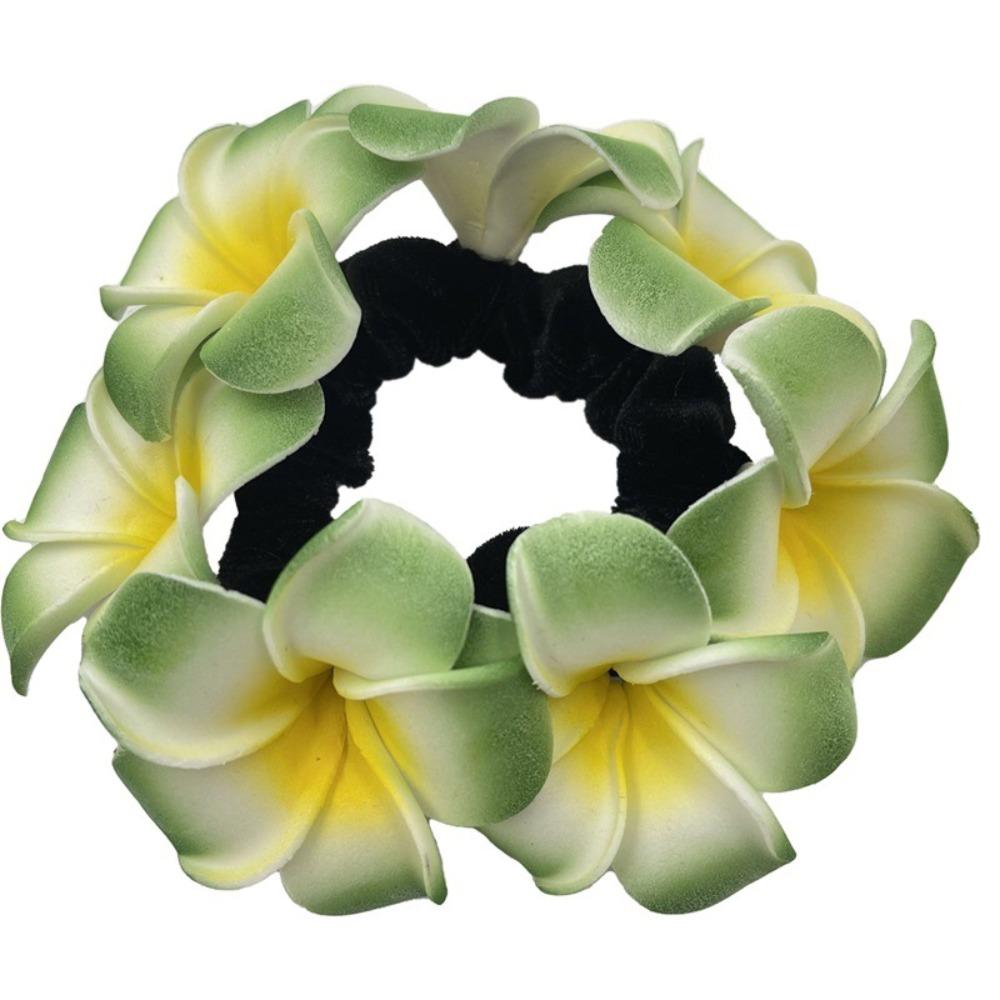 

Fashion Elastics Plumeria Hair Ties Attractive Elegant Hawaiian Flower Hair Ropes Hair Accessories Beach Party зелёный