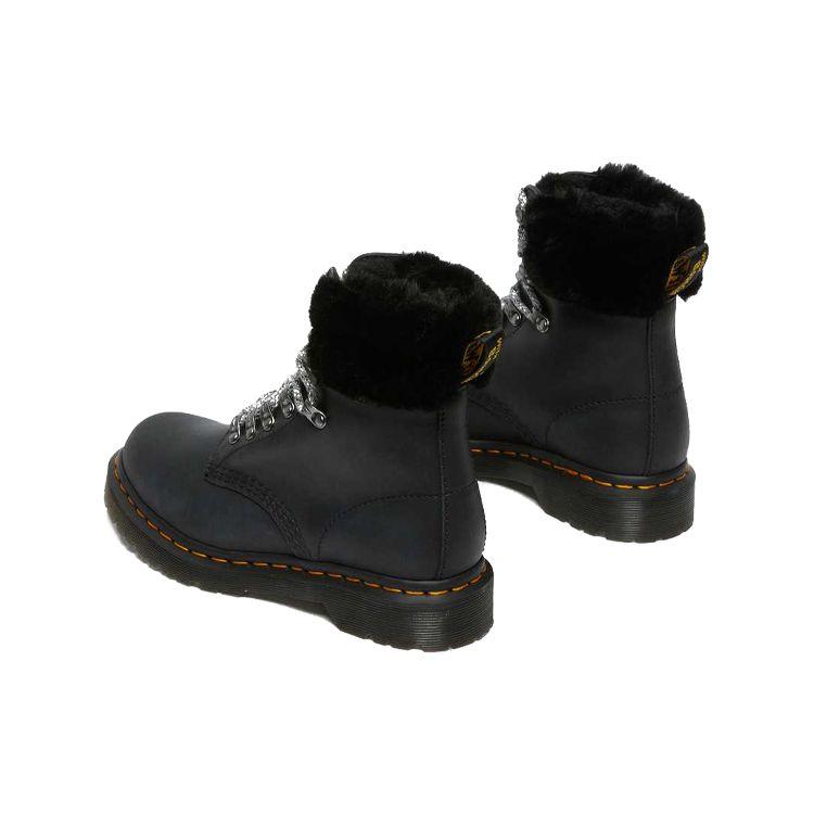 Dr. Martens Leather Yellow Piped Stitch Short Boots Women boots Black 26951001