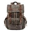 European Retro Double Shoulder Backpack - Waxed Canvas & Genuine Leather for Travel, Outdoor, and Casual Use