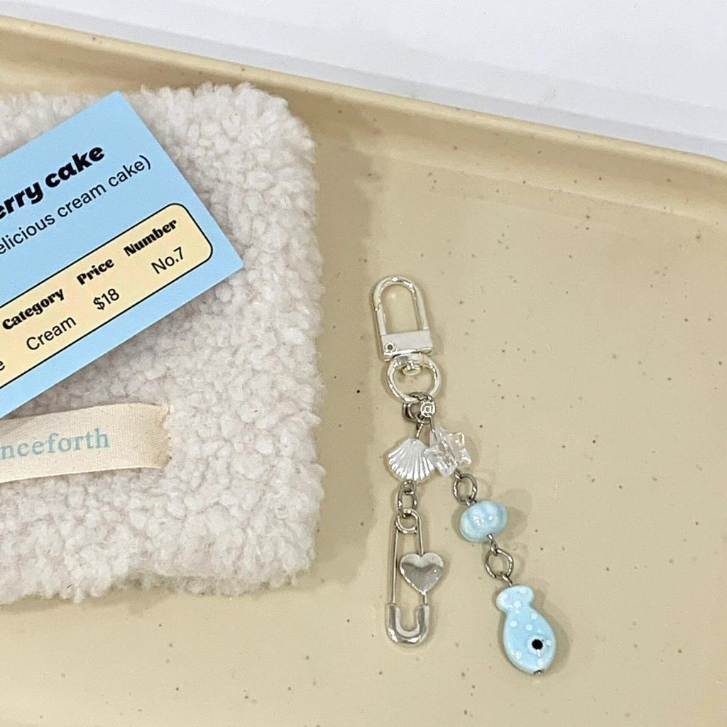 Sweet Y2k Fish Phone Charm Phone Chain Phone Case Pendant Mobile Lanyard Cute Beaded Cell Phone Strap Bag Keychain