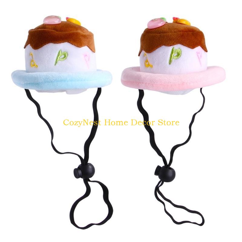 92MF Roleplaying Costume Pet Birthday Cake Hat for Cats Dogs Small Dog Party Headgears Hat for Birthday Pet Hat Headgears