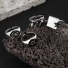 IF ME 4Pcs/Set Black Five-Pointed Star Wide Rings for Men Hiphop Silver Color Geometric Thick Opening Finger Rings Sets Jewelry Gifts