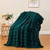 60x80 Inch 3D Bubble Pattern Flannel Throw Blanket Green Soft Skin-Friendly Warm Lightweight Blanket for Sofa or Bed