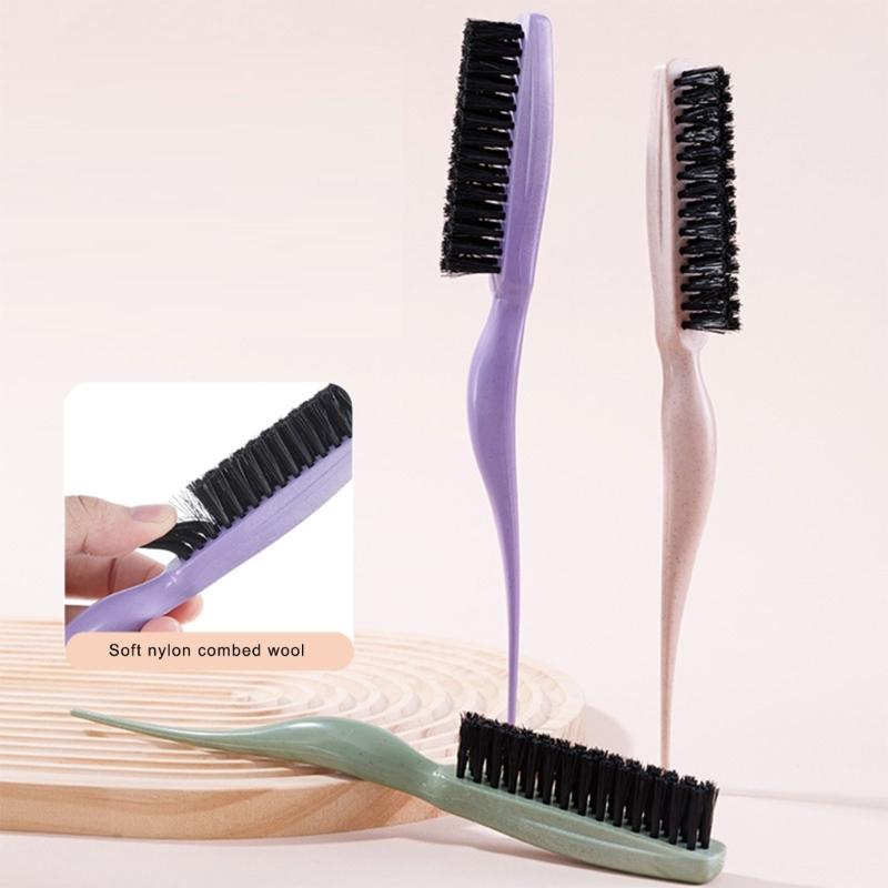 Nylon Bristles Teasing Hair Brush Slick Back Hair Brush with Rattail Pick Teasing Hairbrush for Sectioning and Parting