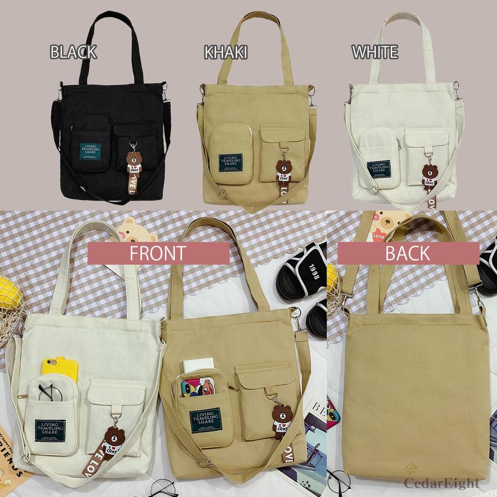 Cedar Eight Canvas Shoulder Bag, Women's Casual ShoulderCrossbody Tote Bag (Black)