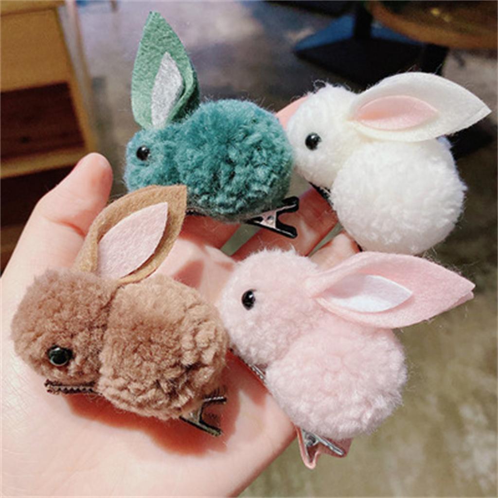 Rabbit Hair Clip Soft Cute Stuffed Rabbit Hairpins for Women Girl Easter Soft Baby Infant
