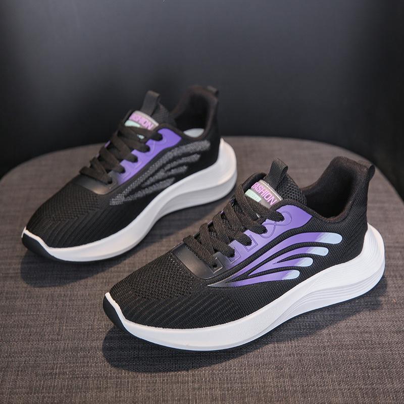 

Кроссовки женские весенне-летние новые сетчатые женские туфли из летящего трикотажа, маленькие белые туфли на плоской подошве, повседневные дышащие туфли для путешествий 40 чёрный