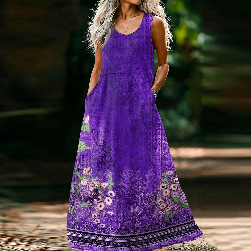 Vestido Casual de Moda para Mujer sin Mangas y con Cuello en U