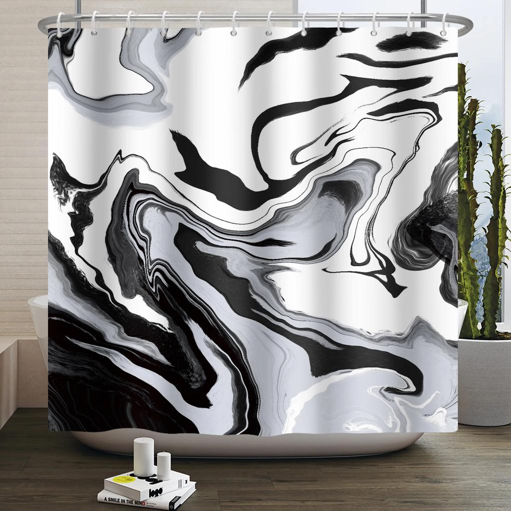 Marble Bathroom Curtain Abstract Modern Luxury Shower Curtain Waterproof Fabric Shower Curtain Bath Curtains With Hooks180x200