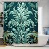 Elegant Waterfall Shower Curtain Luxurious Printed Fabric with Blue Green Color for Bathroom Decor Waterproof Shower Panels Co