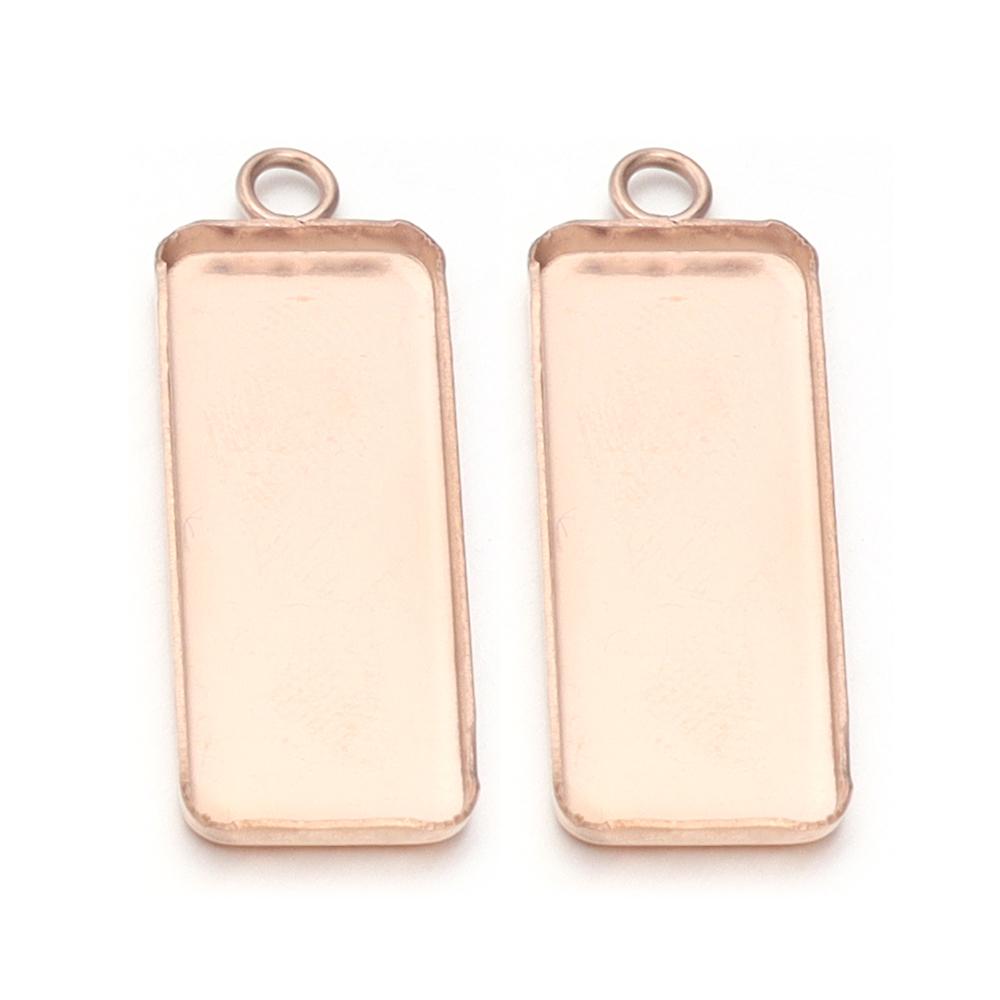 10pcs 10x25mm Stainless Steel Rectangle Blank Tray Pendant Cabochon Base For Jewelry Making DIY Necklace Pendants Acccessories