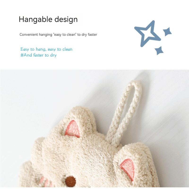 Cute Cartoon Tanuki Hanging Towel Coral Velvet Hair Does Not Lose Thick Cloth Kitchen Bathroom Absorbent Towels