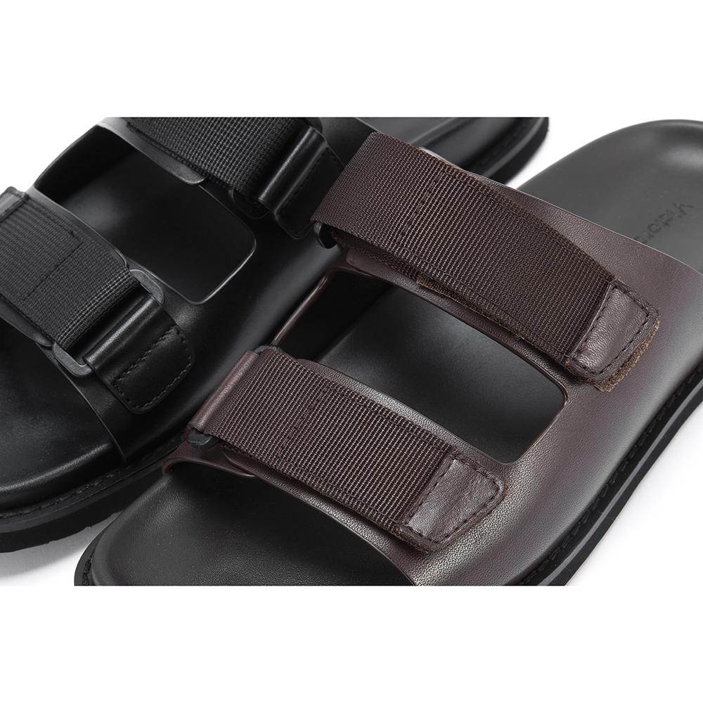 2025 New Design Top Layer Cow Leather Beach Slippers for Men Non-Slip Summer Flat Sandals Embroidered Logo Wholesale Pour Homme