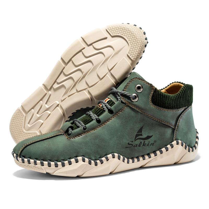 Marke Mode Leder Herrenstiefel Handgefertigt Übergröße Stiefeletten Outdoor Herbst Herrenstiefel Weiche Bequeme Herren Freizeitsneaker