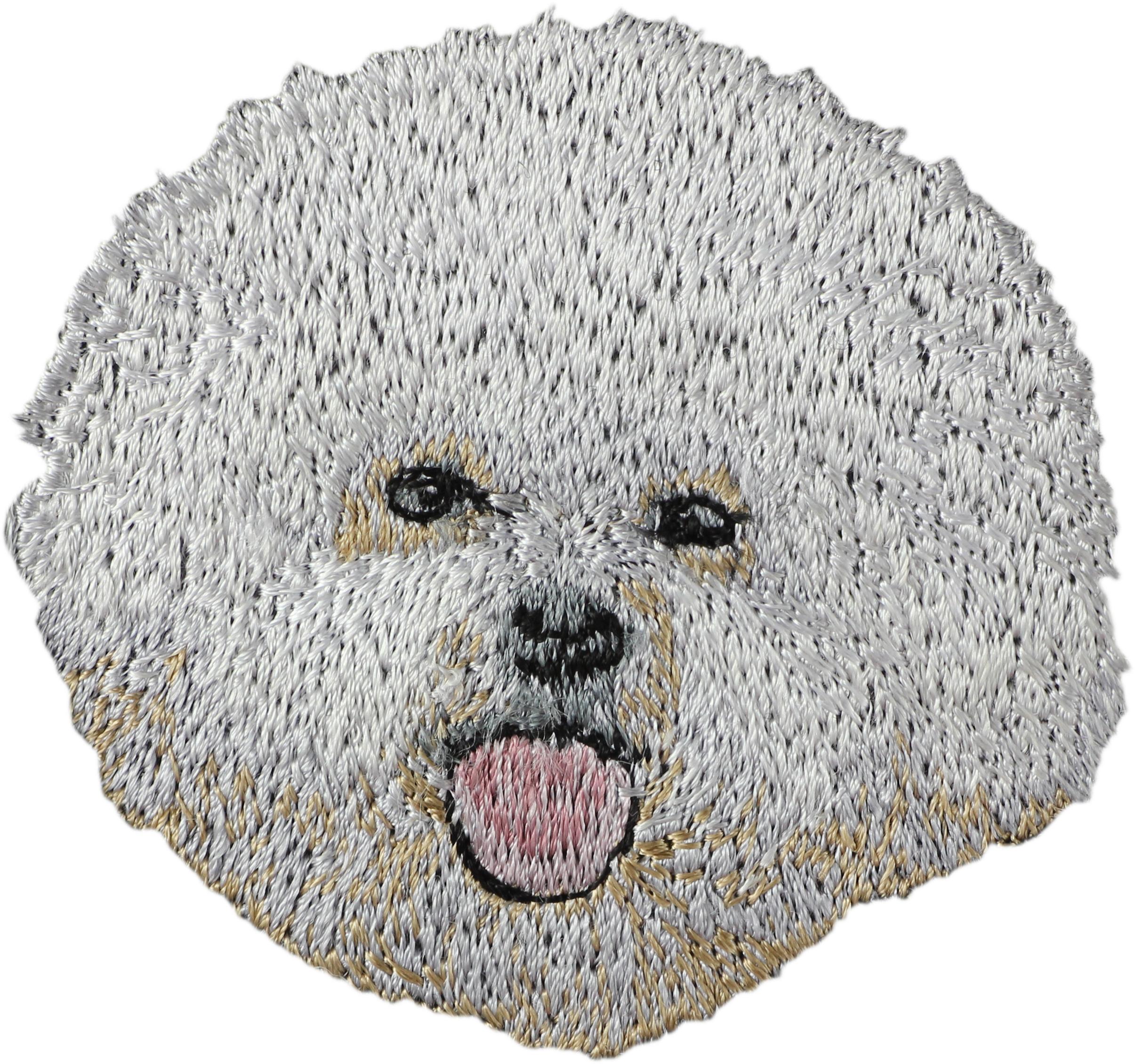 

Bichon Frise, Bichon Tenerife, Bichon a poil frise I - dog-shaped patch, embroidered patch, unique decoration for Art-Dog backpack різнокольорові кольору