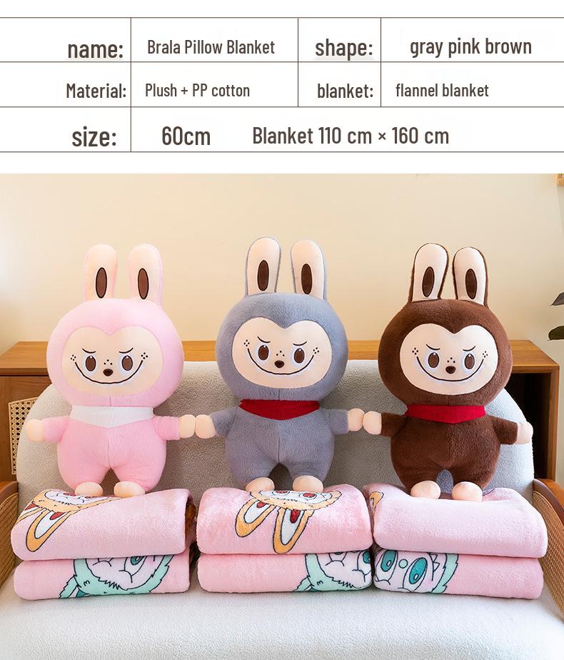Cartoon Plush Toy & Air Conditioning Blanket - Cute Labbub 2-in-1 Pillow