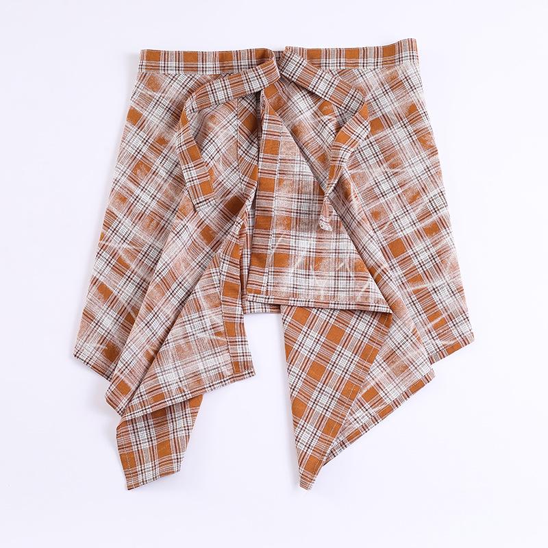 

Ретро Клетчатая Юбка-Пеплум Джинсовая - Американский Острый Девичий Стиль One Size