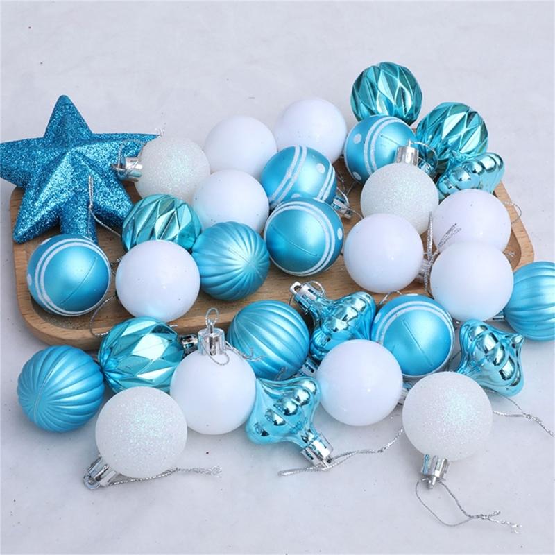 31Pcs Christmas Baubles Ornament Shatterproof Decorative Baubles For Christmas Tree Wedding Winter Festival Celebration