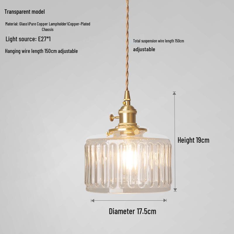 Nordic Retro Brass Glass Pendant Light - Ideal for Bar, Restaurant, Bedside, or Cafe.