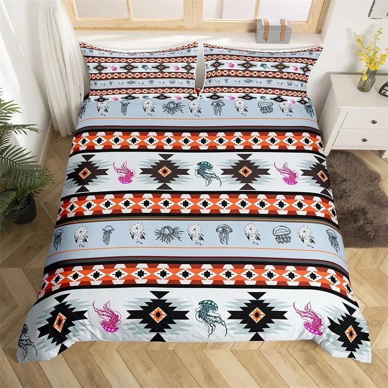 Exotic Horse Duvet Cover Set Queen African Tribal Arrow Western Animal Comforter Cover Microfiber Aztec Farm Animals Bedding Set
