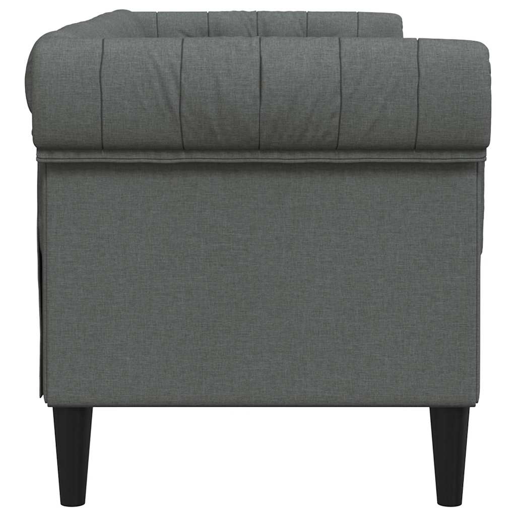 Vidaxl Sofa Chesterfield, Dwuosobowa, Ciemnoszara, Obita Tkaniną