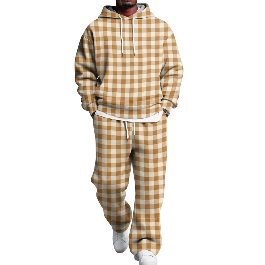Completo con Felpa e Pantaloni da Tuta da Uomo con Vita Elastica, Outfit Casual Due Pezzi