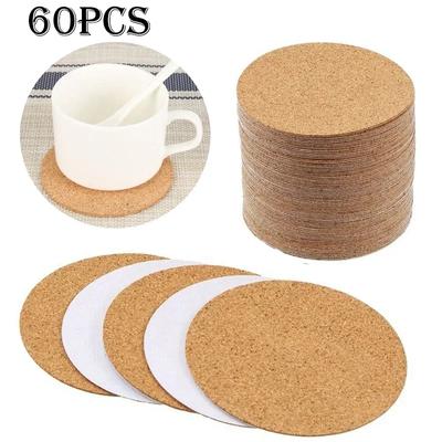 10/60Pcs Natural Cork Coasters Heat Insulation Round Shape Cup Mats Dia 10cm Wine Coffee Tea Table Pad Home Office Kitchen Tool