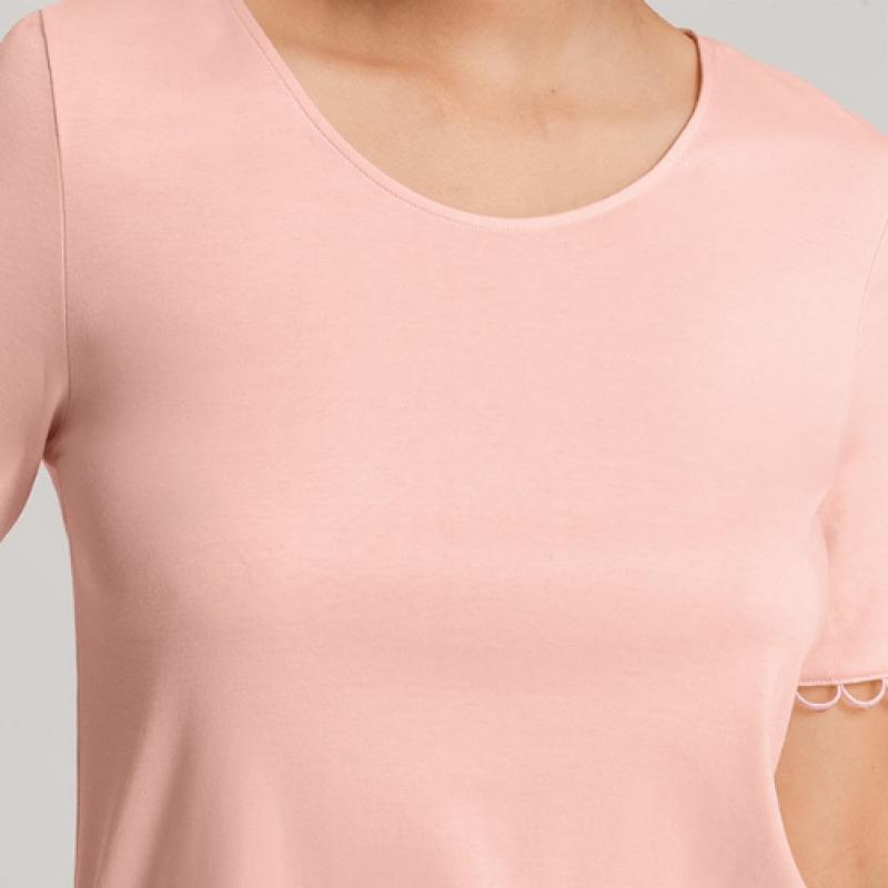 Hanro Cotton Short Sleeve Pajama Set 74810 Pink Blaze