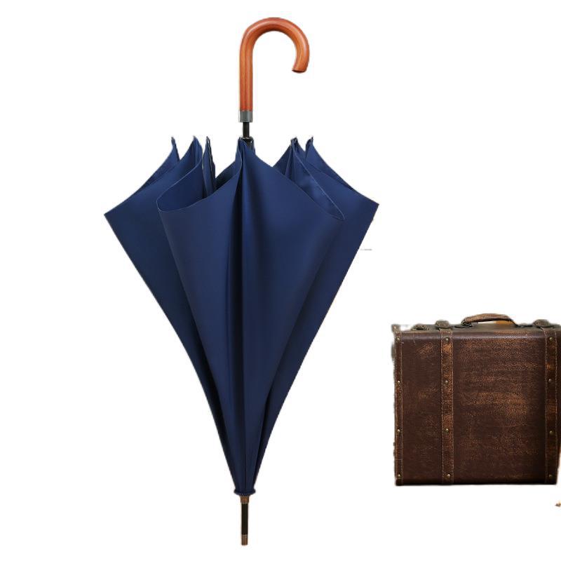 Automatic 8-bone Golf Umbrella Wooden Hand Bent Straight Umbrella Plus Umbrella