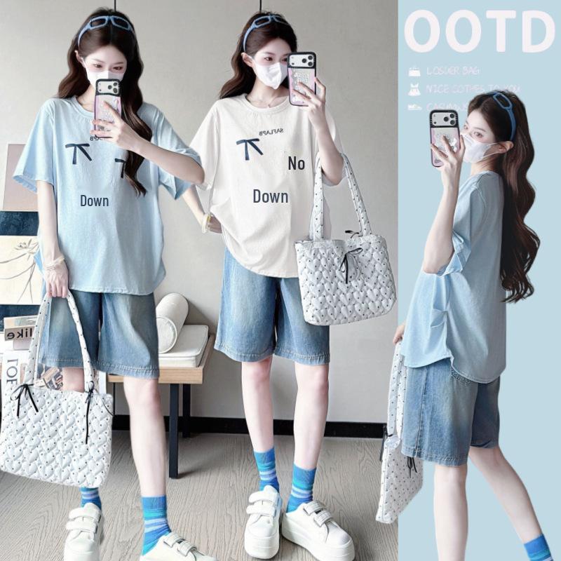 2026 Summer Korean Style Loose-Fit Short Sleeve Maternity Top Extra Large