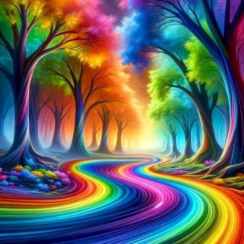 

Diamond Painting Rainbow Forest Path 5D DIY Full Square Round Diamond Embroidery Landscape Cross Stitch Picture Home Decoration Full Round 25x25cm красный