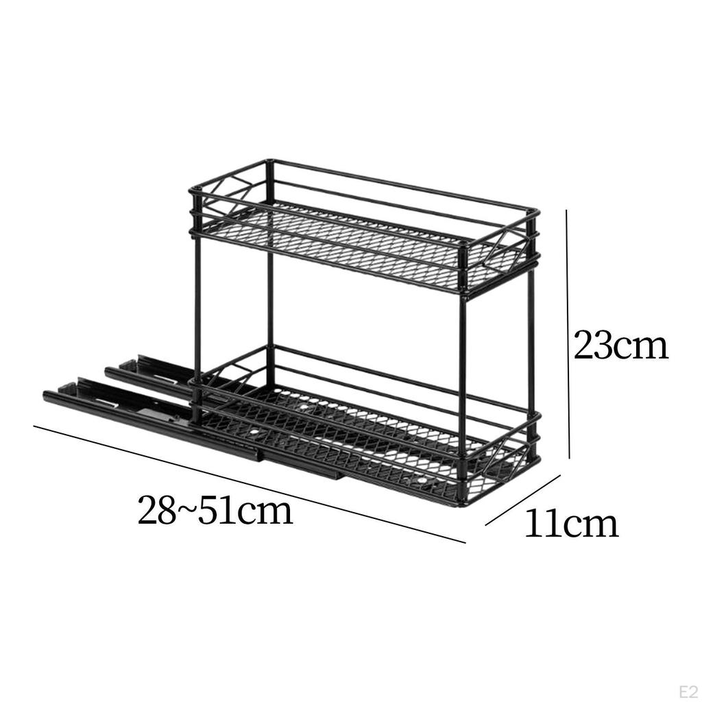 Slide Out Spice Rack Display Shelf Organization Multipurpose 2 Tier Sliding Seasoning