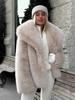 Europe, America, autumn and winter environmentally friendly artificial fur jacket women's warm and elegant big fur collar jacket