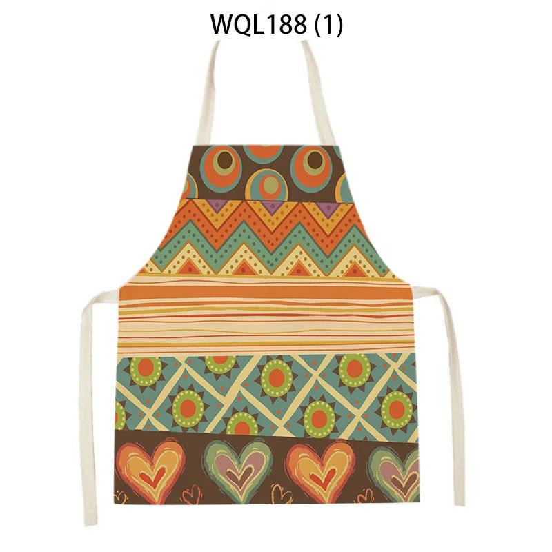 Retro Geometry Print Kitchen Apron for Woman Man Bohemia Linen Baking Aprons Adult Kids Cooking Apron Cleaning Tools Tablier