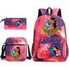 Large Capacity Schoolbag with Shoulder Strap; Student Three-piece Pencil Case Set
