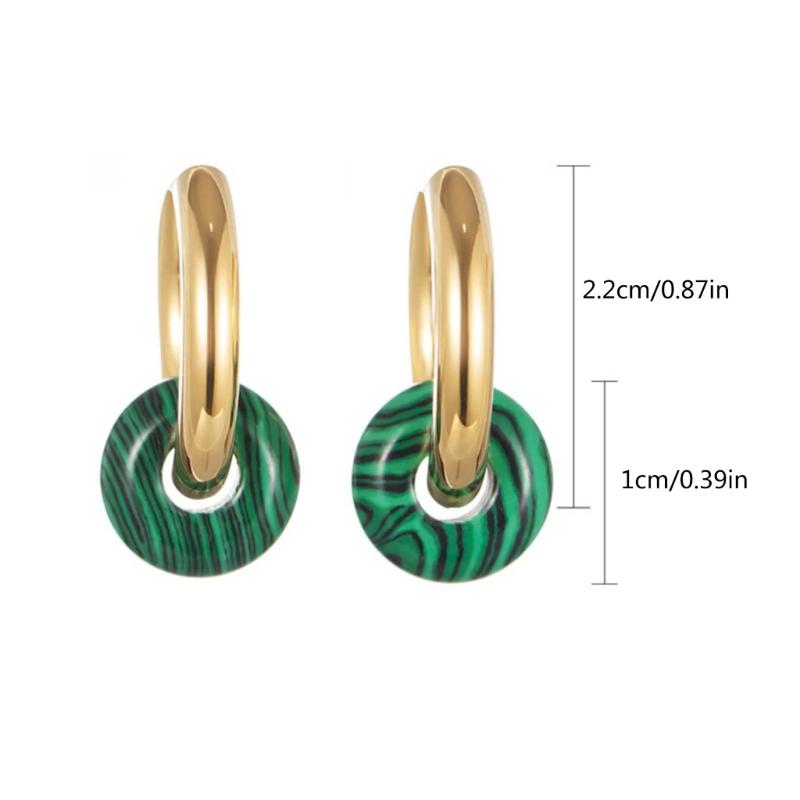 Natural Stone Bead Earrings Stainless Steel Ear Hooks Circle Ear Buckle Hoops Fashion Ear Jewelry Gift for Women Girls