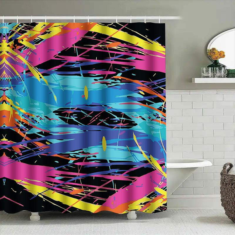 Colorful Shower Curtain With Abstract Design Perfect For Bathroom Decor (128 Characters)
